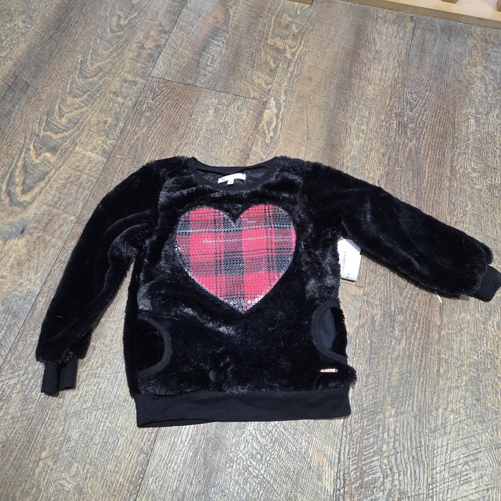 Tahari Black and Plaid Heart Kids Sweater